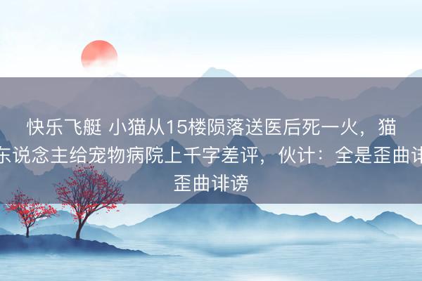 快乐飞艇 小猫从15楼陨落送医后死一火，猫主东说念主给宠物病院上千字差评，伙计：全是歪曲诽谤