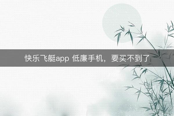 快乐飞艇app 低廉手机，要买不到了