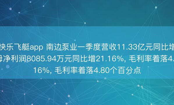 快乐飞艇app 南边泵业一季度营收11.33亿元同比增7.48%， 归母净利润8085.94万元同比增21.16%， 毛利率着落4.80个百分点